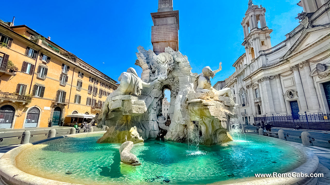 Fountain of the Four Rivers Piazza Navona what to see and do in Rome Cabs RomeCabs