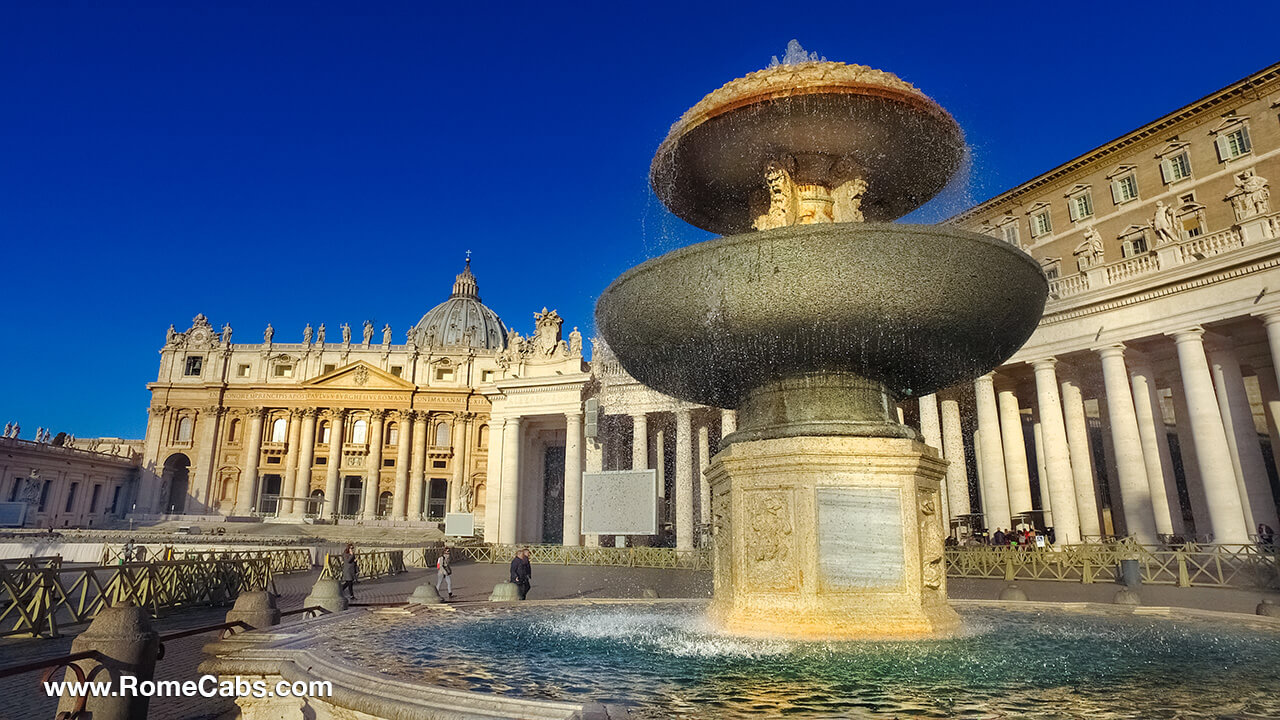 Twin Fountains of St Peters Square in Rome in limo tours from Civitavecchia shore excursions