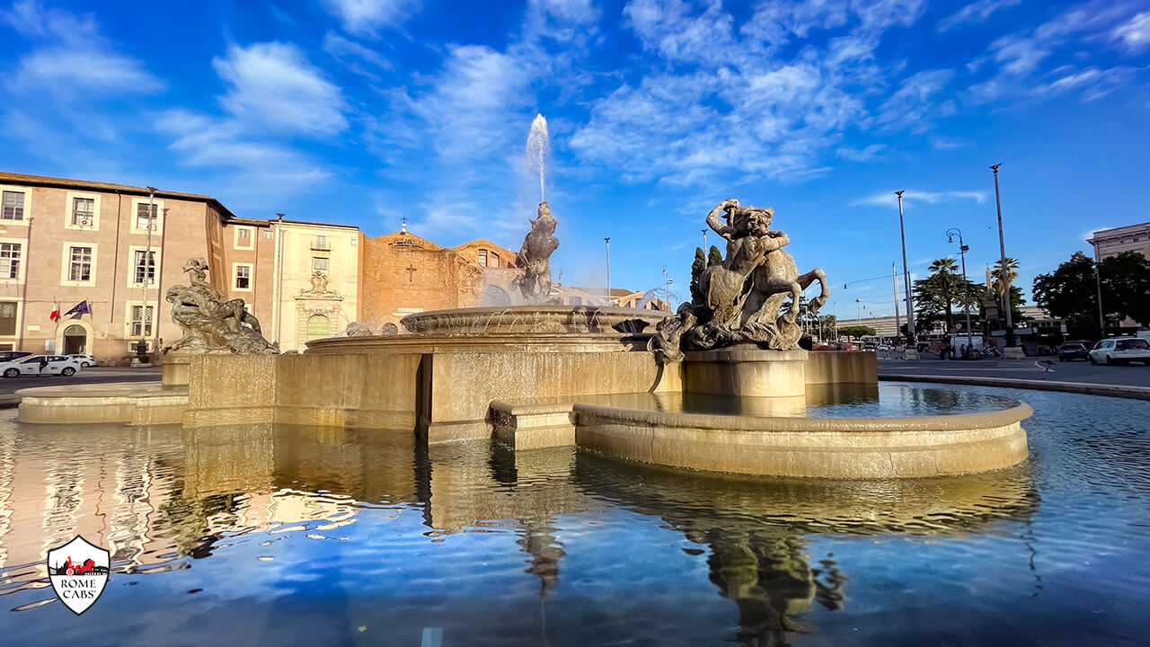 Fountain of the Naiads in Piazza della Repubblica most unique squares in Rome in limo tours RomeCabs