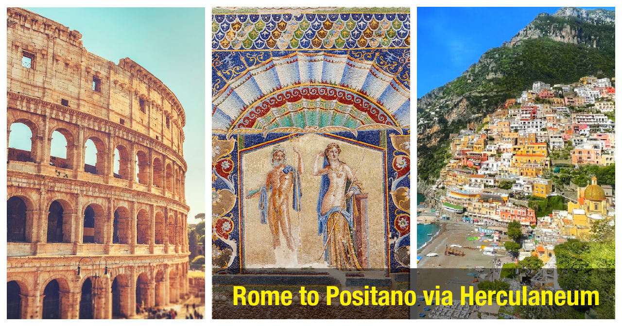 Sightseeing Transfer from Rome to Positano with a visit to Herculaneum RomeCabs