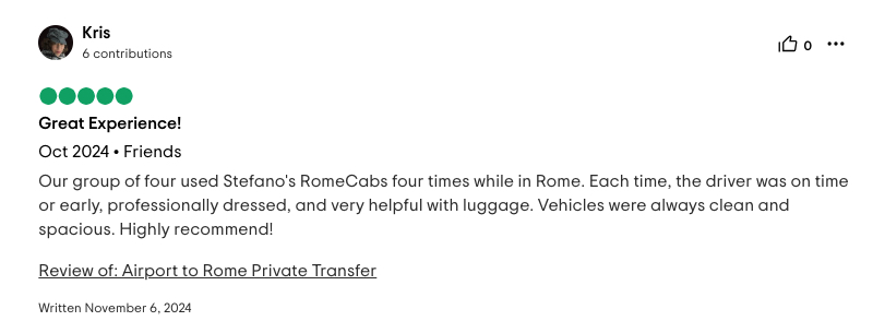 RomeCabs Customer Reviews