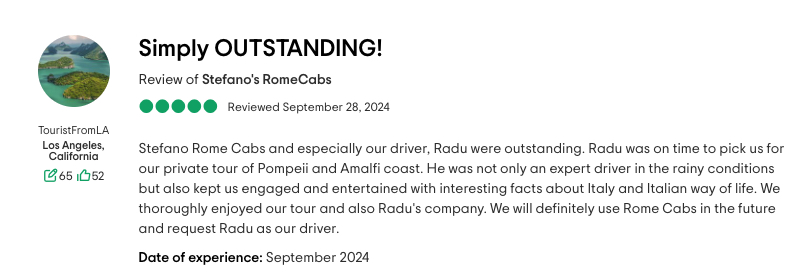 RomeCabs Customer Reviews  Pompeii and the Amalfi coast from our hotel in Rome