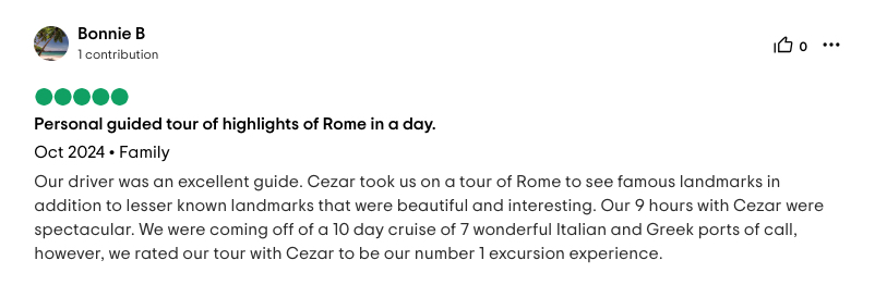 RomeCabs Customer Reviews  Customized rome Tours