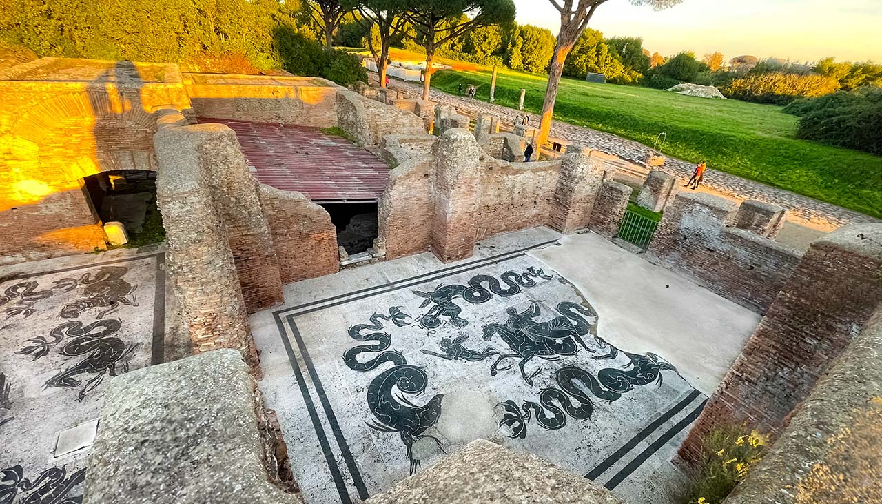 What are the must-see sites in Ostia Antica on a day trip from Rome